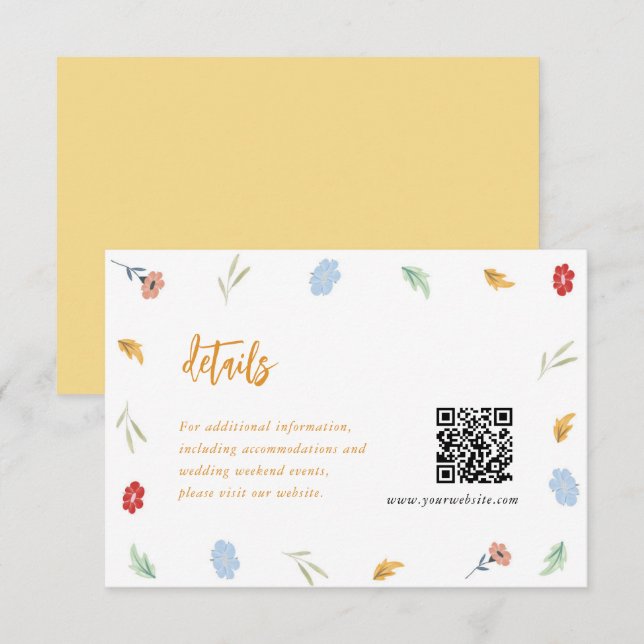 Cheerful Colorful Floral Details Enclosure Cards (Front/Back)