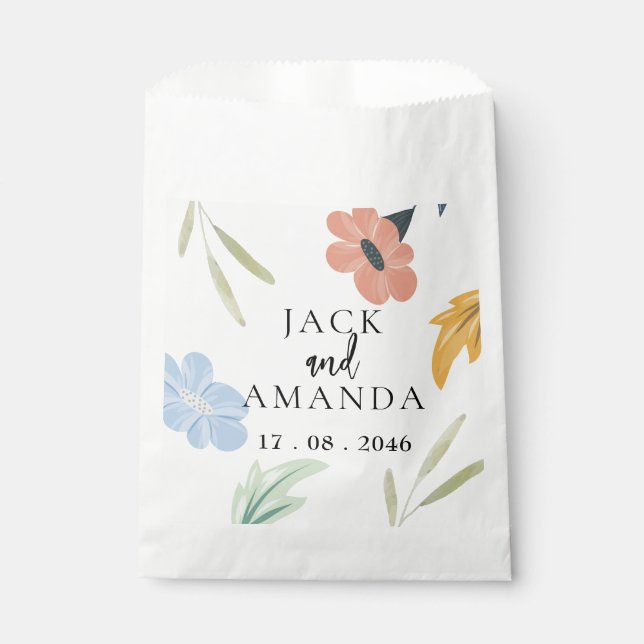 Cheerful Colorful Floral Wedding Package Favor Bag (Front)