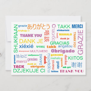 Cheerful Colorful Multilingual Thank You Card