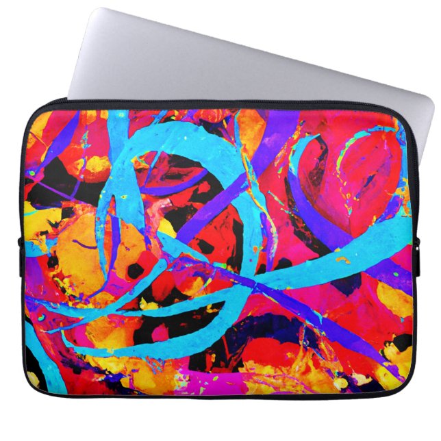 Cheerful Colorful Pattern Play Laptop Sleeve (Front)