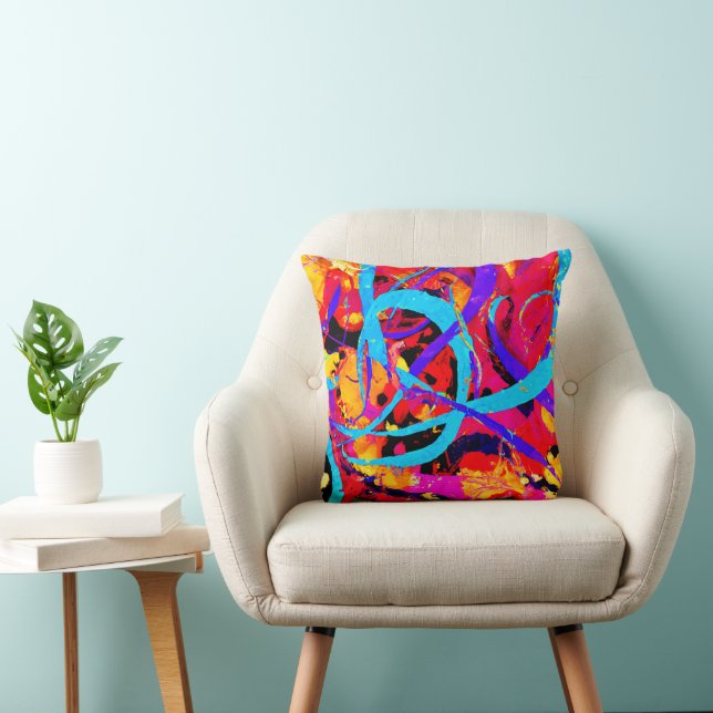 Cheerful Colorful Pattern Play Throw Pillow (Chair)