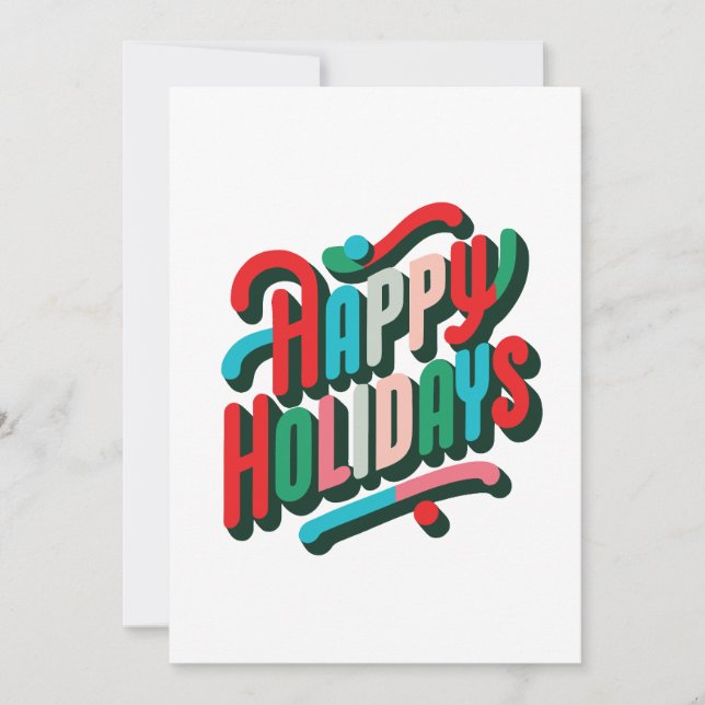 Cheerful Colorful Typographic Happy Holidays Holiday Card (Front)