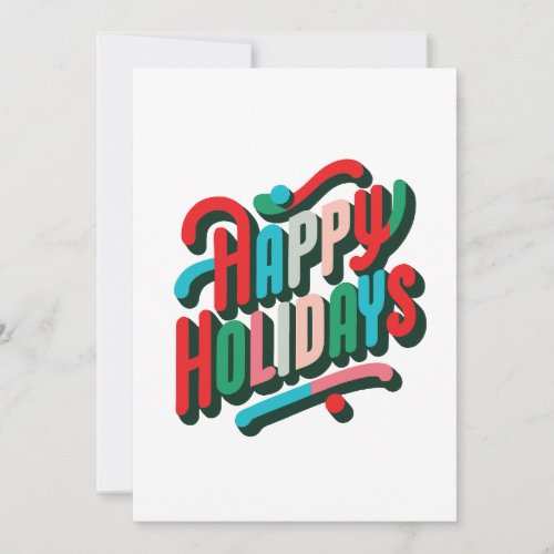 Cheerful Colorful Typographic Happy Holidays Holiday Card