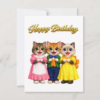 Cheerful Colorful Victorian Style Kittens Birthday