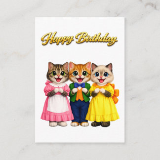 Cheerful Colorful Victorian Style Kittens Birthday Enclosure Card