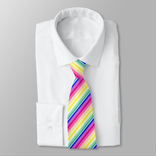 Cheerful Colors Stripe Pattern Neck Tie (Tied)