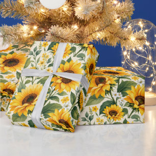 Cheerful Contemporary Sunflower Garden Wrapping Paper