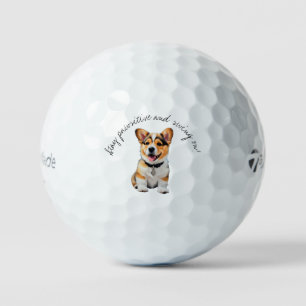 Cheerful Corgi 'Stay Pawsitive and Swing On!' Fun Golf Balls