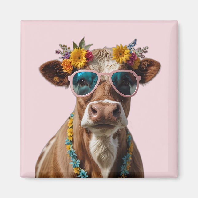 Cheerful Cow With Sunglasses  Magnet (Front)