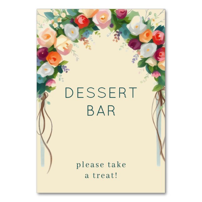 Cheerful Cream Floral Arch Table Number (Front)