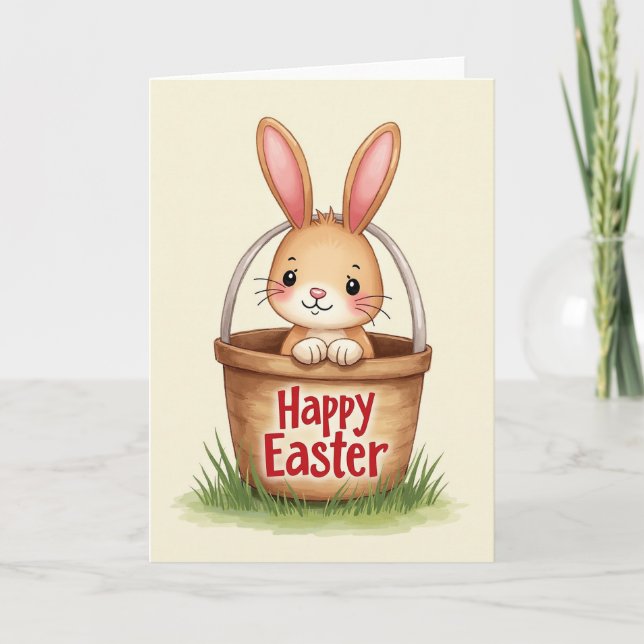 Cheerful Creature In Basket Card (Front)