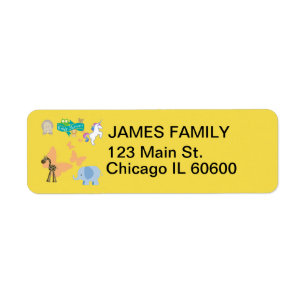 Cheerful Critter Baby Shower Address Art Label