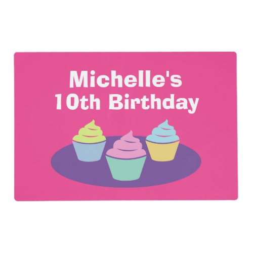 Cheerful cupcake Birthday party paper placemats