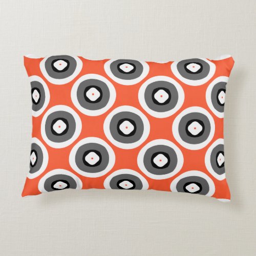 Cheerful Cute Bright Coral Black White Accent Pillow