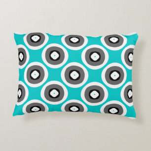 Cheerful Cute Greenish Blue Black White Accent Pillow