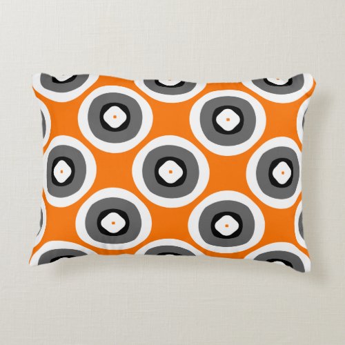 Cheerful Cute Orange Black White Accent Pillow