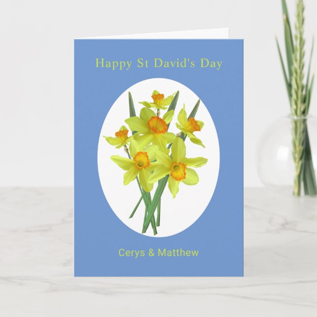 Cheerful Daffodils St David's Day Personalized Card (Front)