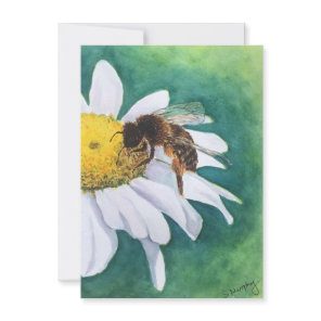 Cheerful daisy and bee blank card