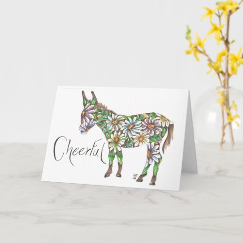 Cheerful Daisy Donkey By Sherry Jarvis  Folded Car Card