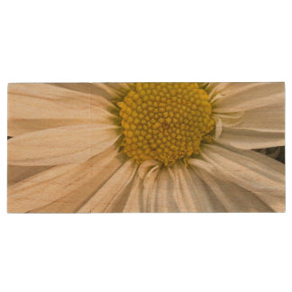 Cheerful Daisy Floral Watch Strap Gift for Her. Wood Flash Drive