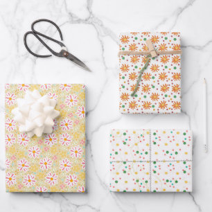 Cheerful Daisy Floral Wrapping Paper Set