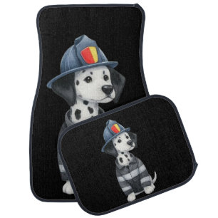 Cheerful Dalmatian fireman in a heroic pose Car Floor Mat