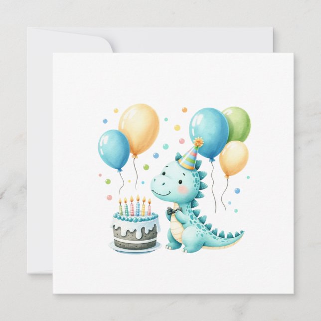 Cheerful Dinosaur Birthday Card (Front)