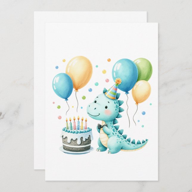 Cheerful Dinosaur Birthday Card (Front/Back)