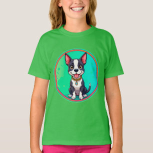 Cheerful Dog Colorful Cartoon Illustration T-Shirt