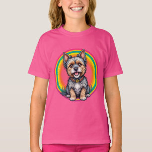 Cheerful Dog Colorful Cartoon Illustration T-Shirt