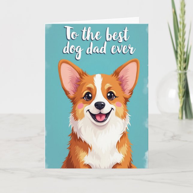 Cheerful Dog Dad Portrait Card (Front)