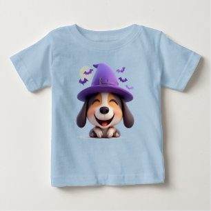 Cheerful Dog Dressed as Witch Hat Baby T-Shirt