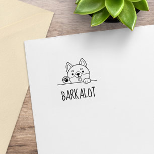 Cheerful Dog Husky Custom Name Rubber Stamp
