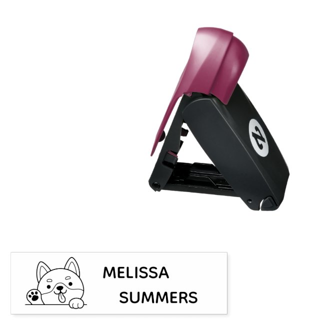 Cheerful Dog Shiba Inu Custom Name Pocket Stamp (Open with Design)