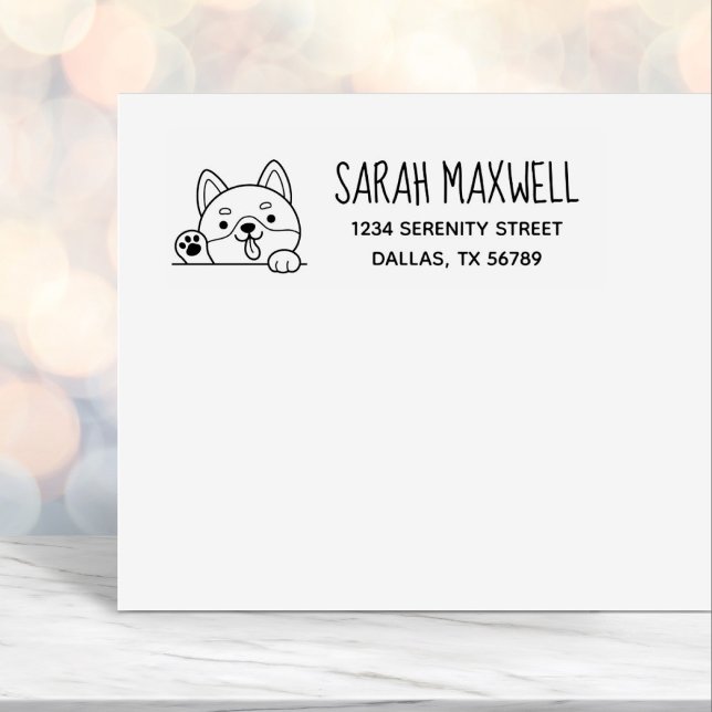 Cheerful Dog Shiba Inu Pet Address  Self-inking Stamp (Creator Uploaded)