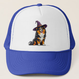 Cheerful Dog Wearing a Witch Hat
