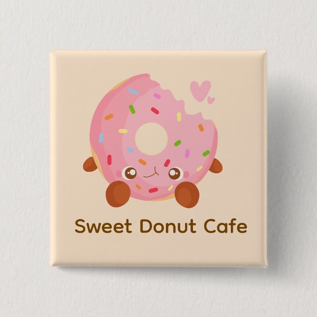 Cheerful Donut With Sprinkles Button (Front)