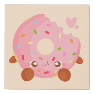 Cheerful Donut With Sprinkles Faux Canvas Print