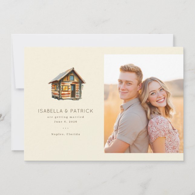 Cheerful Earthy Rustic Photo Save The Date (Front)