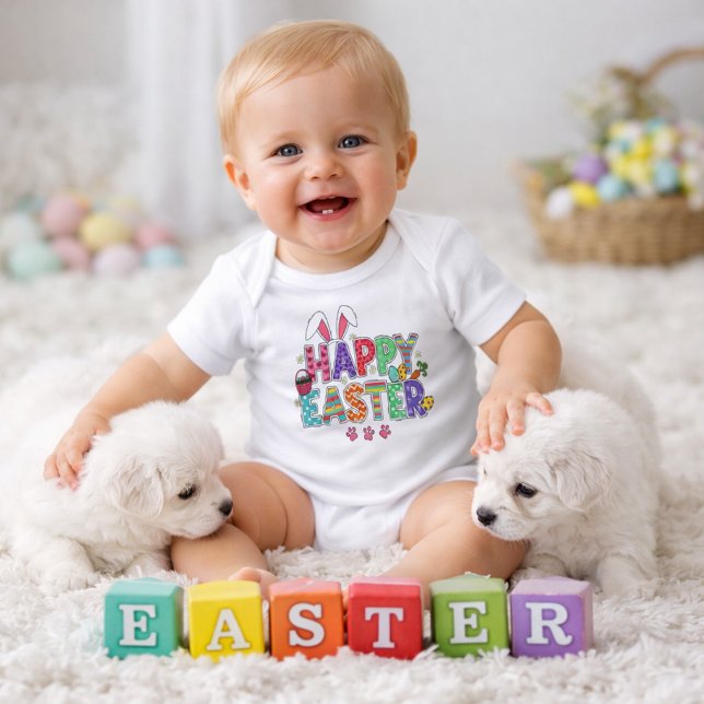 Cheerful Easter Artwork with Bunny Ears  Baby Bodysuit (Creator Uploaded)