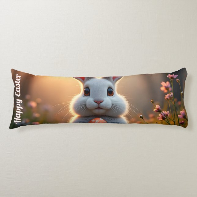 Cheerful Easter Bunny in the Magic of Spring Body Pillow (Front)
