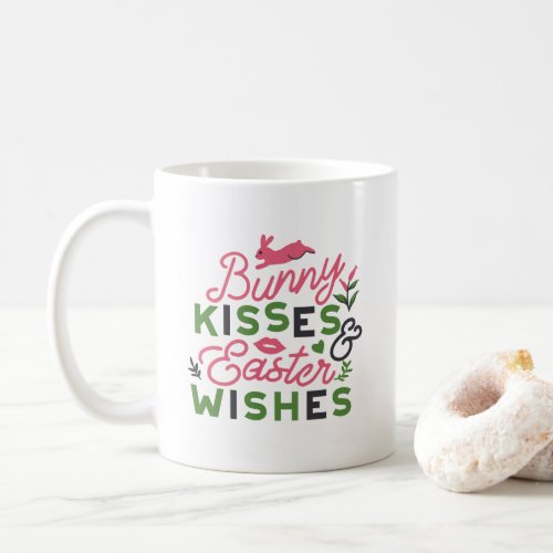 Cheerful Easter Typography _ Bunny Kisses Coffee Mug