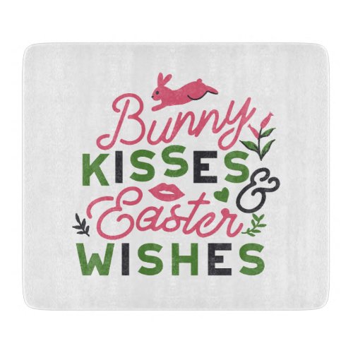 Cheerful Easter Typography _ Bunny Kisses Cutting Board