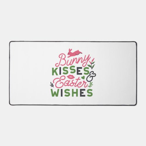 Cheerful Easter Typography _ Bunny Kisses Desk Mat