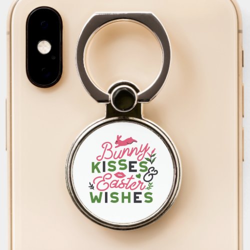 Cheerful Easter Typography _ Bunny Kisses Phone Ring Stand