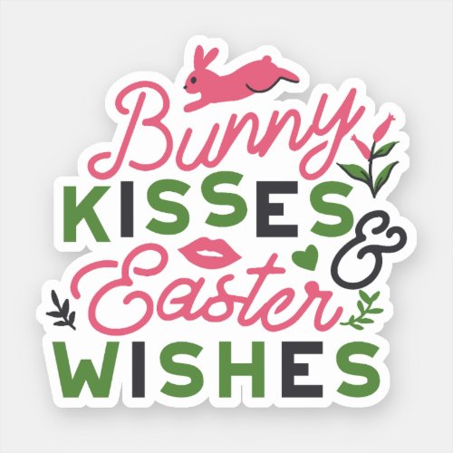 Cheerful Easter Typography _ Bunny Kisses Sticker