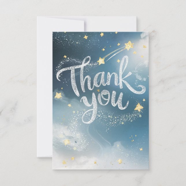 Cheerful Editable Galaxy Celestial Thank You Card (Front)
