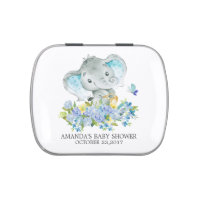 Cheerful Elephant Baby Shower Favor Candy Tin