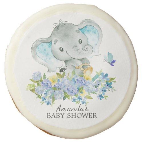 Cheerful Elephant Baby Shower Favor Cookie