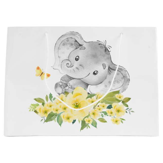 Cheerful Elephant Baby Shower Gift Bag (Front)